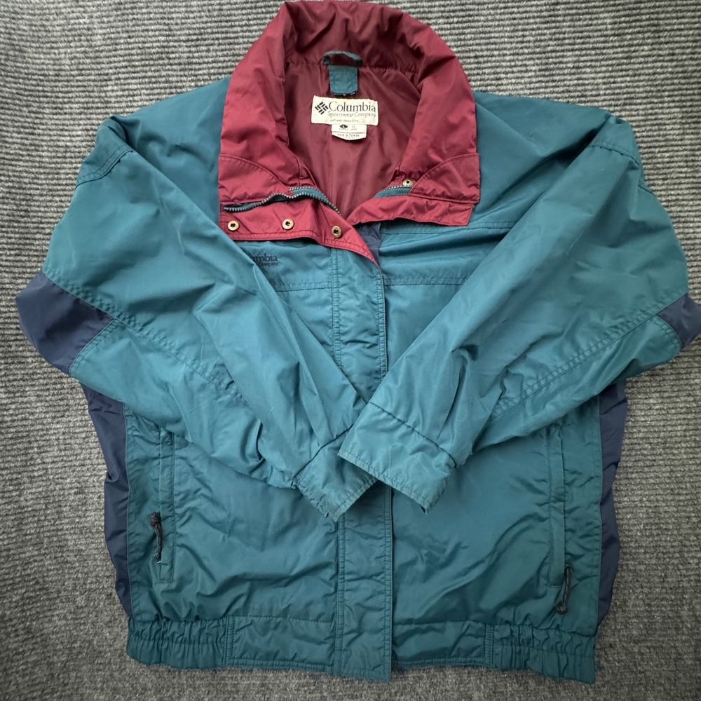 Vintage Columbia Bugaboo Jacket Women's L Teal Maroon Made Taiwan Shell Only